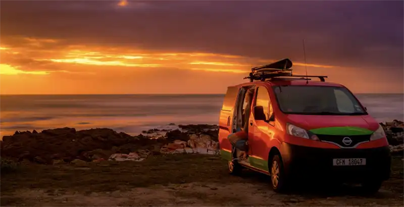 Campervan Hire South Africa, relaxing watching sunset